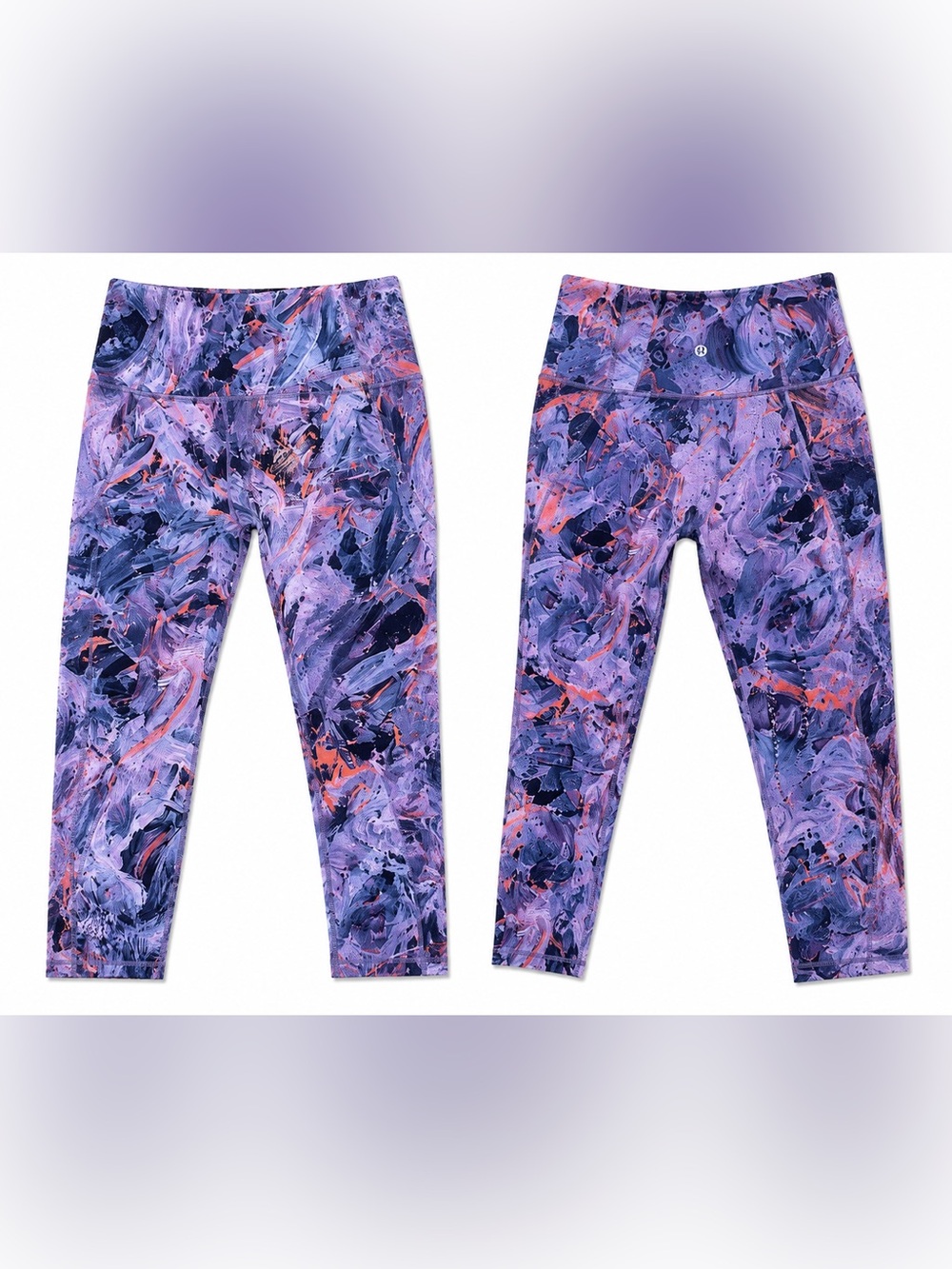 Lululemon Base Pace High Rise Crop 23” Atmospheric Purple Multi Size 4 - Picture 2 of 6
